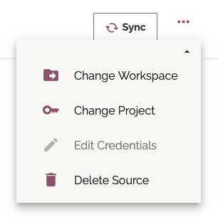 Source options menu with Change Workspace option highlighted