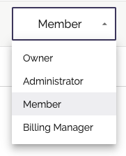 Role selector dropdown showing available account roles