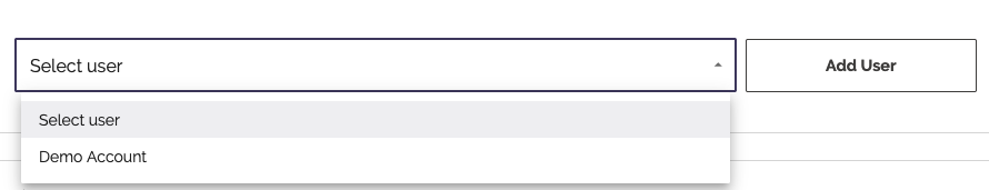 Add user dropdown with a user selected and the Add User button
